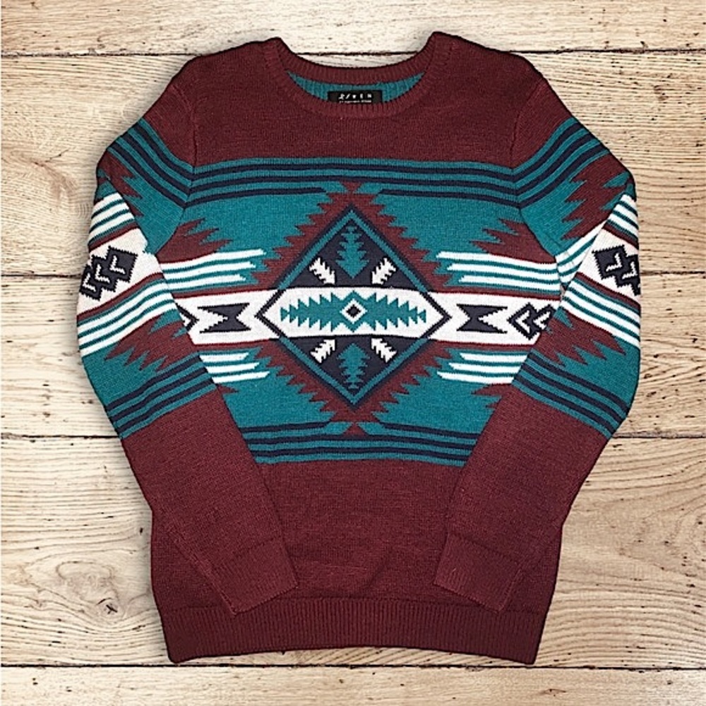 Mens Holiday Aztecs Print Knit Sweater